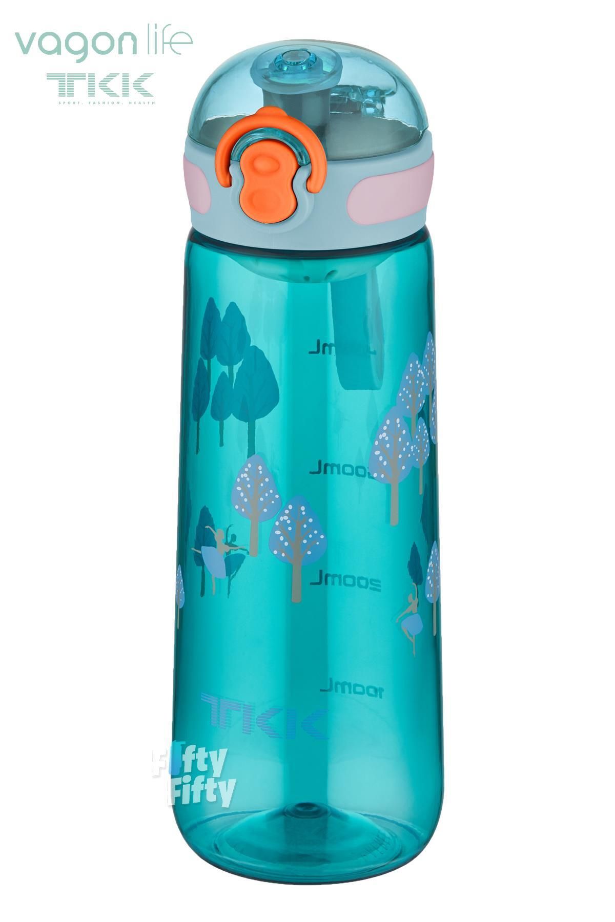 قمقمه کمپ آبی TKK 550 میل نوشیدنی راحت بدون پیپ بند حمل و نقل BPA Tritan Cat FFTKK1005 550ml Vagonlife