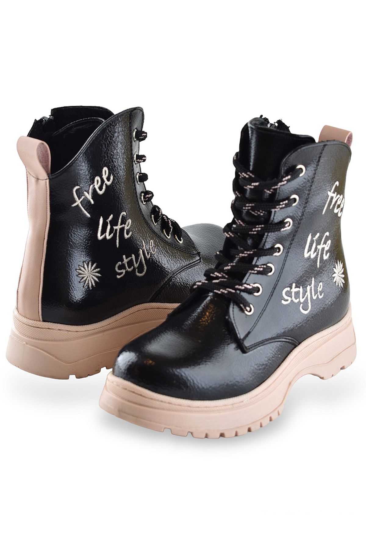 Girls black cheap furry boots