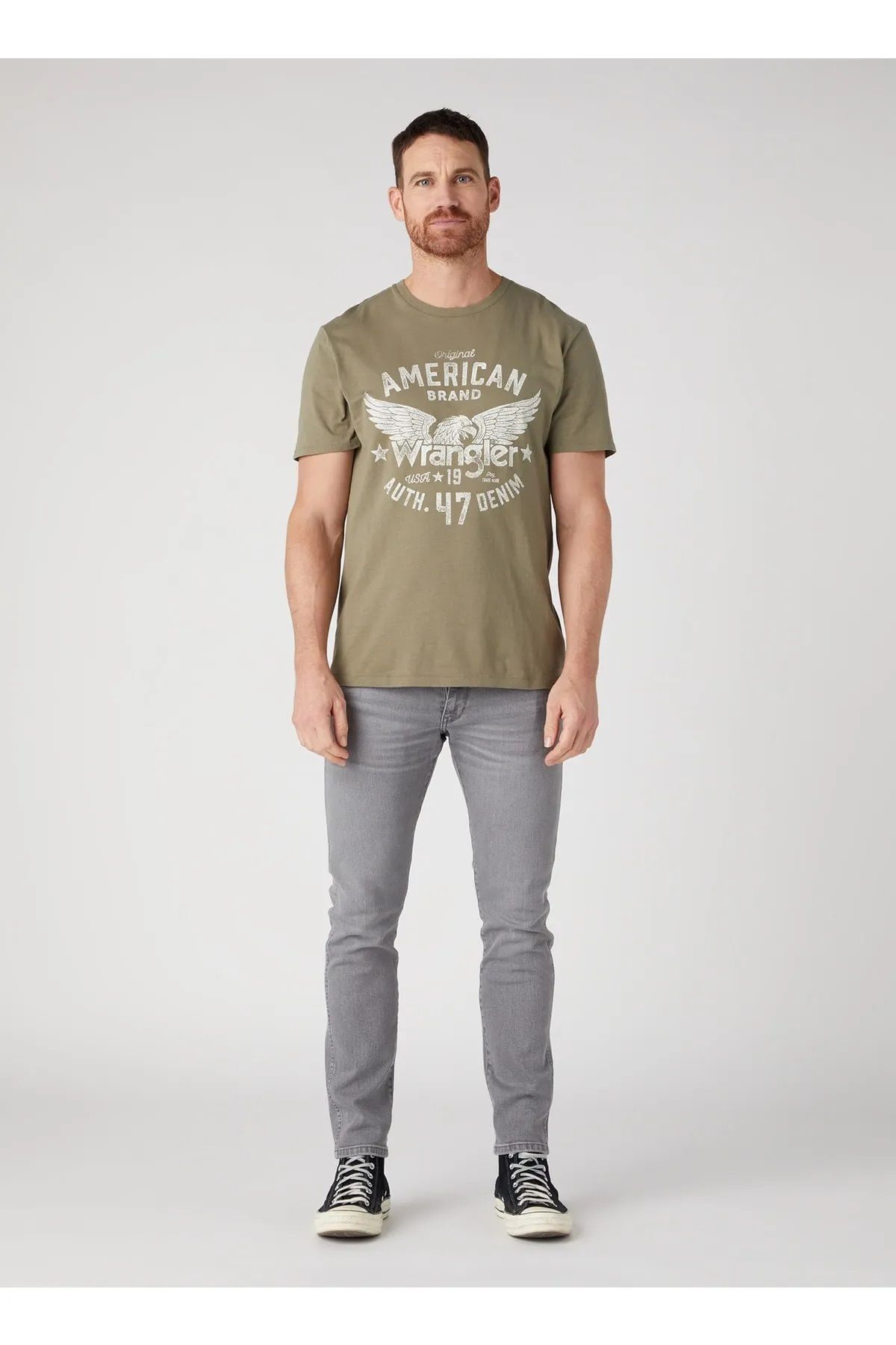 تی شرت سبز مردانه دوچرخه برش معمولی مناسب T shirt Wrangler