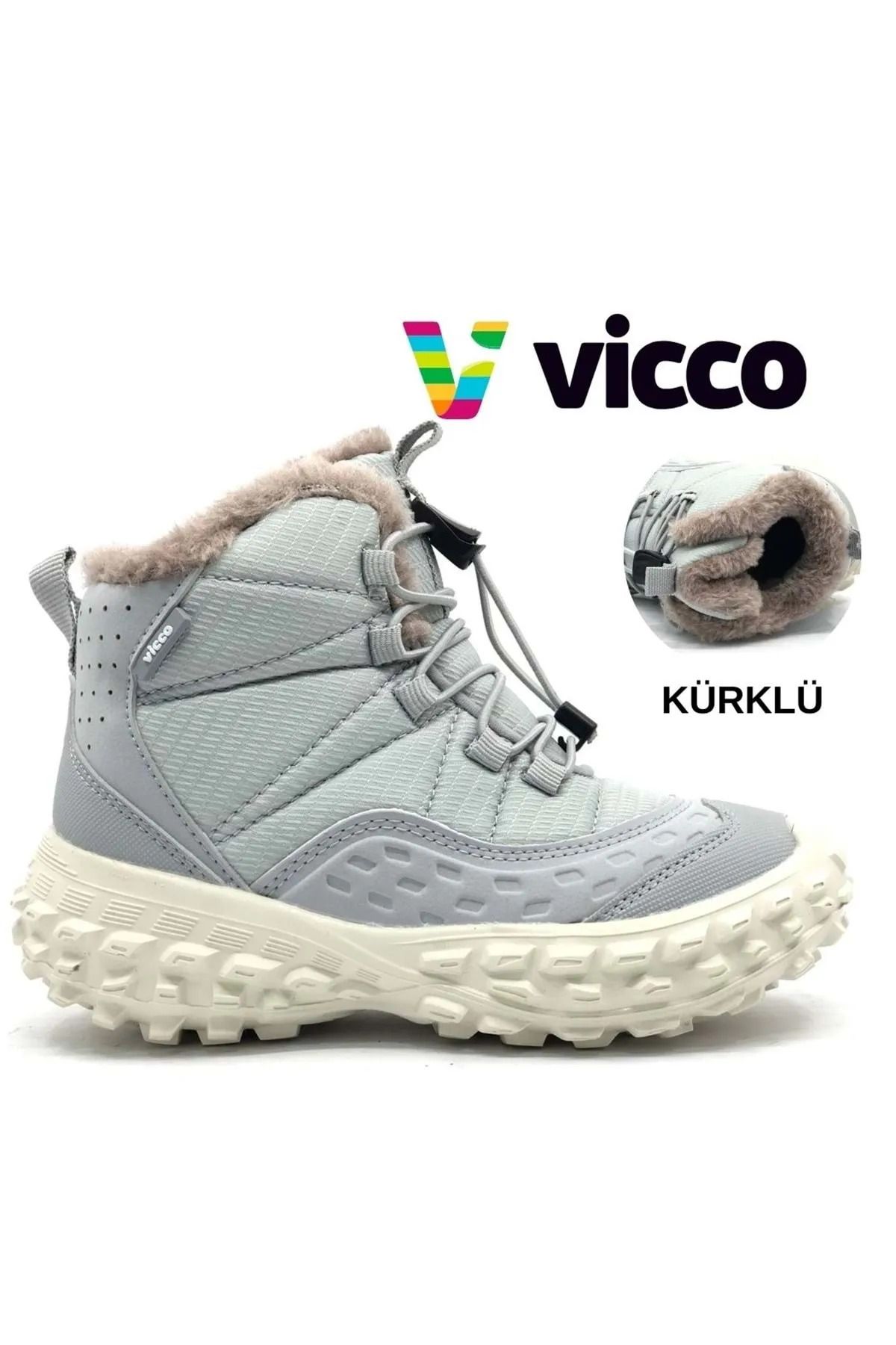 Vicco-Tiger Model Furry Light Ορθοπεδικά Κοριτσίστικα Γκρι Μποτάκια Χιονιού 1