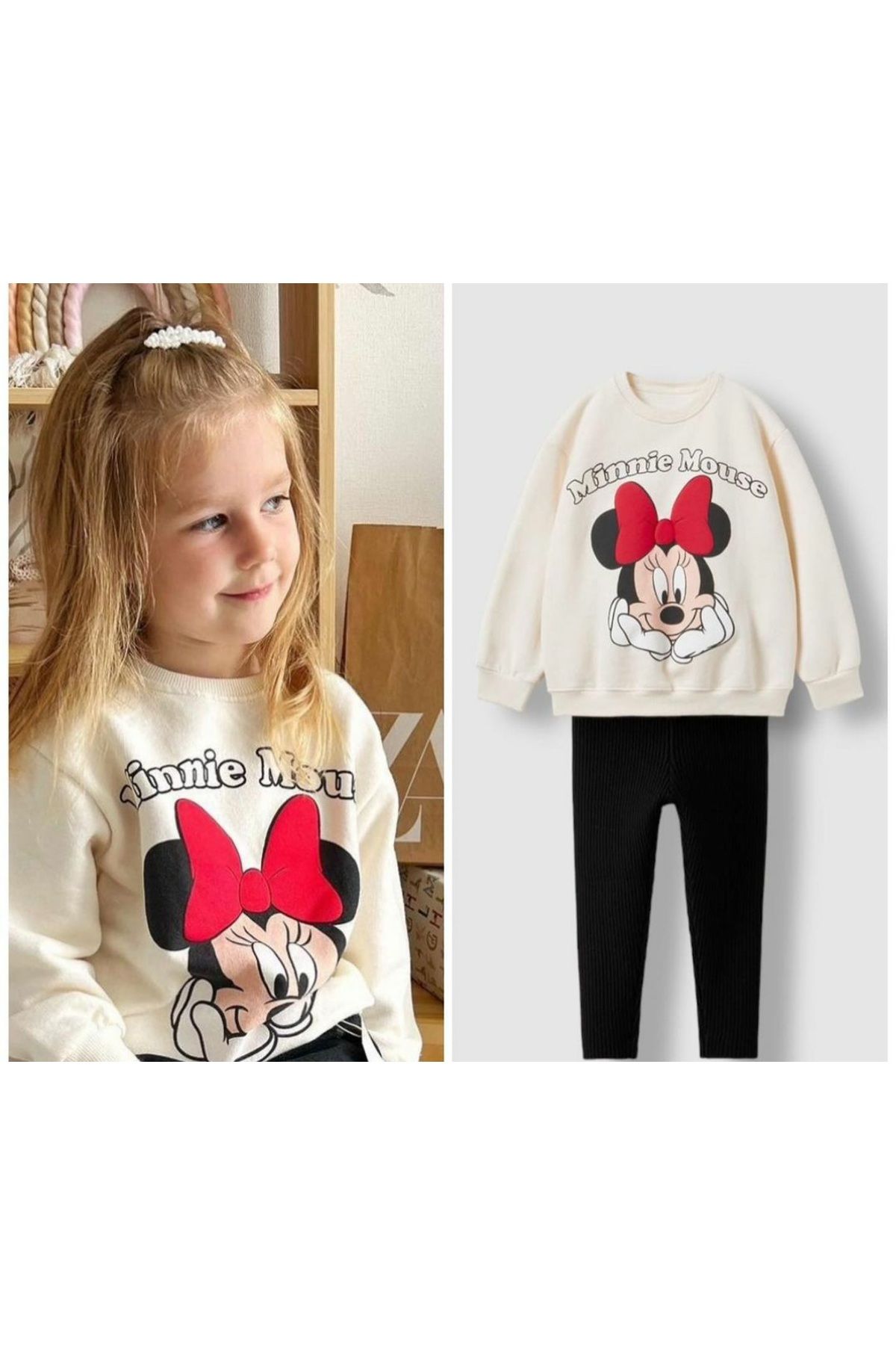 Hzmis Girl s Disney Minnie Mouse Patterned Cotton Sweatshirt