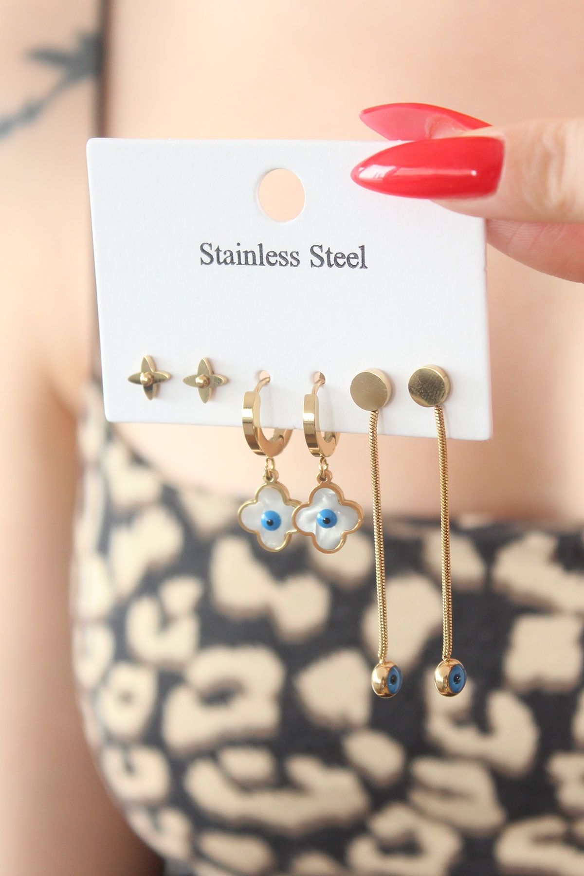 Stainless steel earring set deals