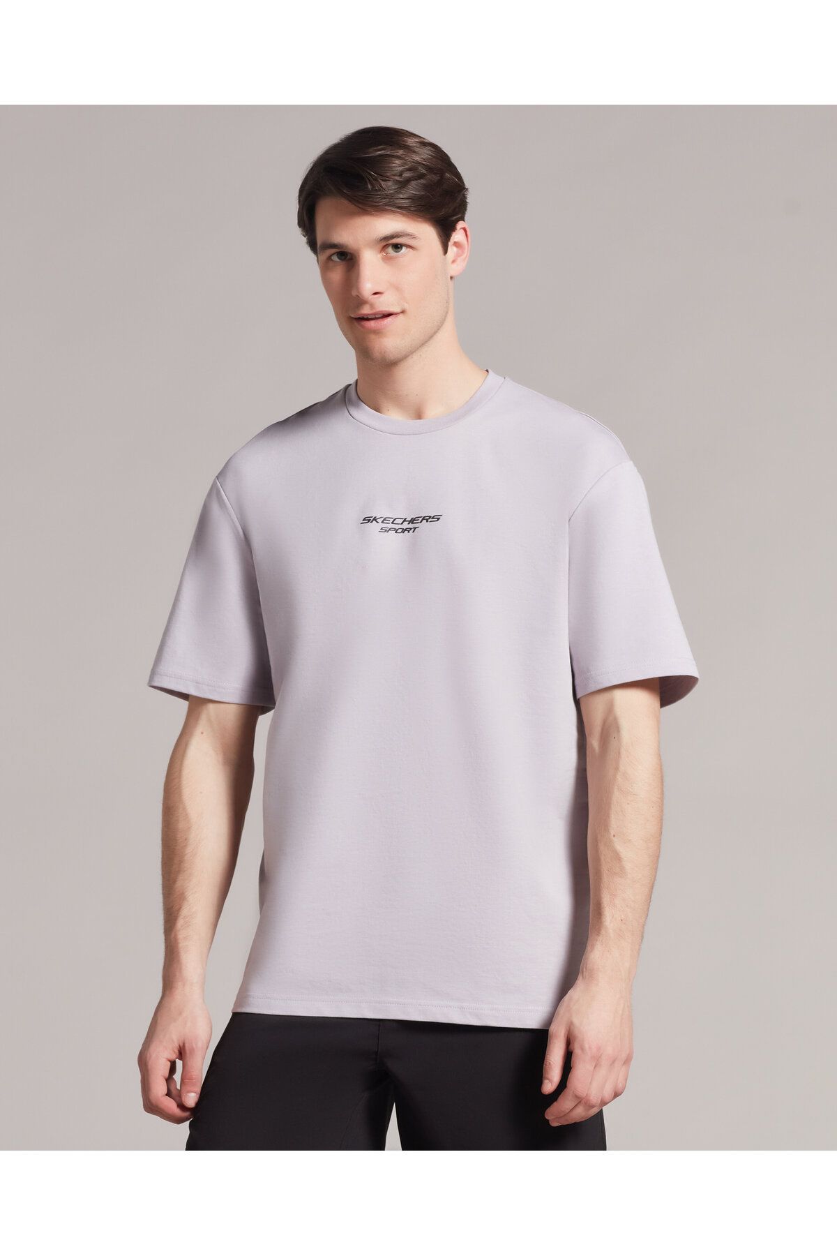 Skechers M Graphic Tee Reflect Logo Oversize T shirt Erkek Gri Tshirt S231094 042