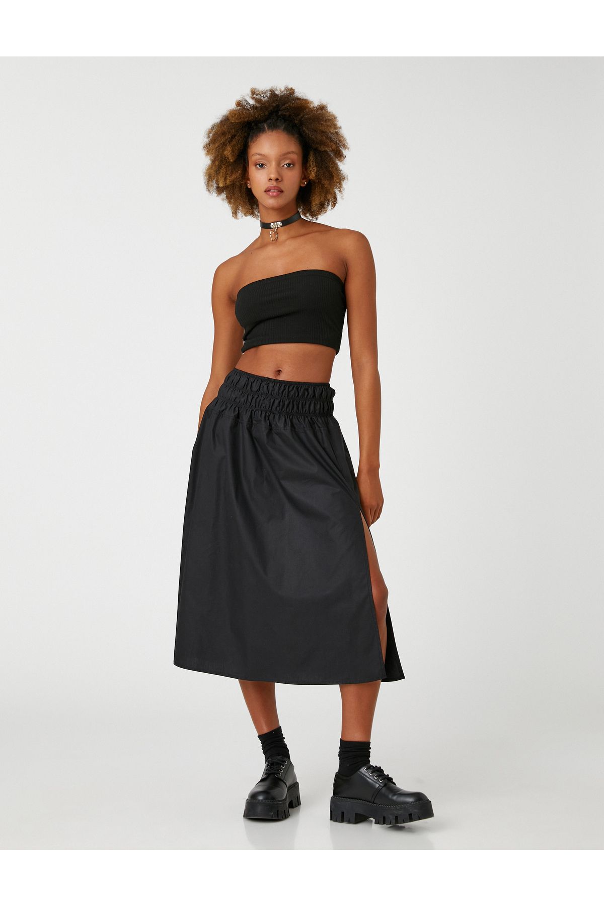 High waisted a line midi skirt on sale