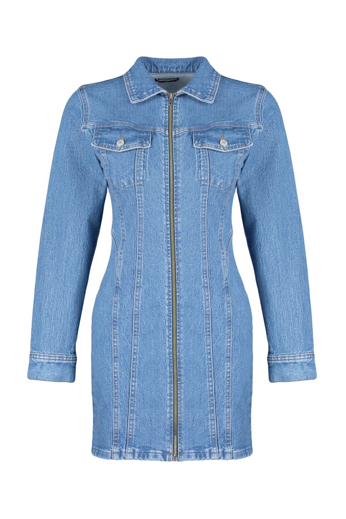 Denim dress hotsell zip up