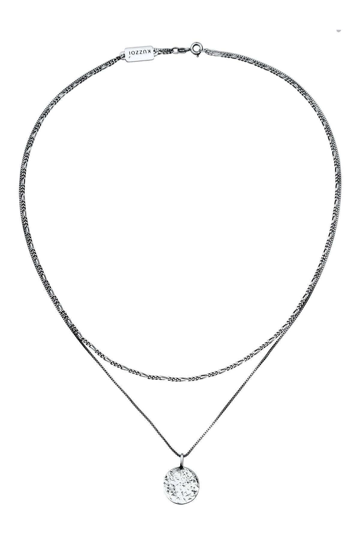 KUZZOI Halskette Herren Silber Trendyol Layer Plättchen - Venezianer 925 Figaro
