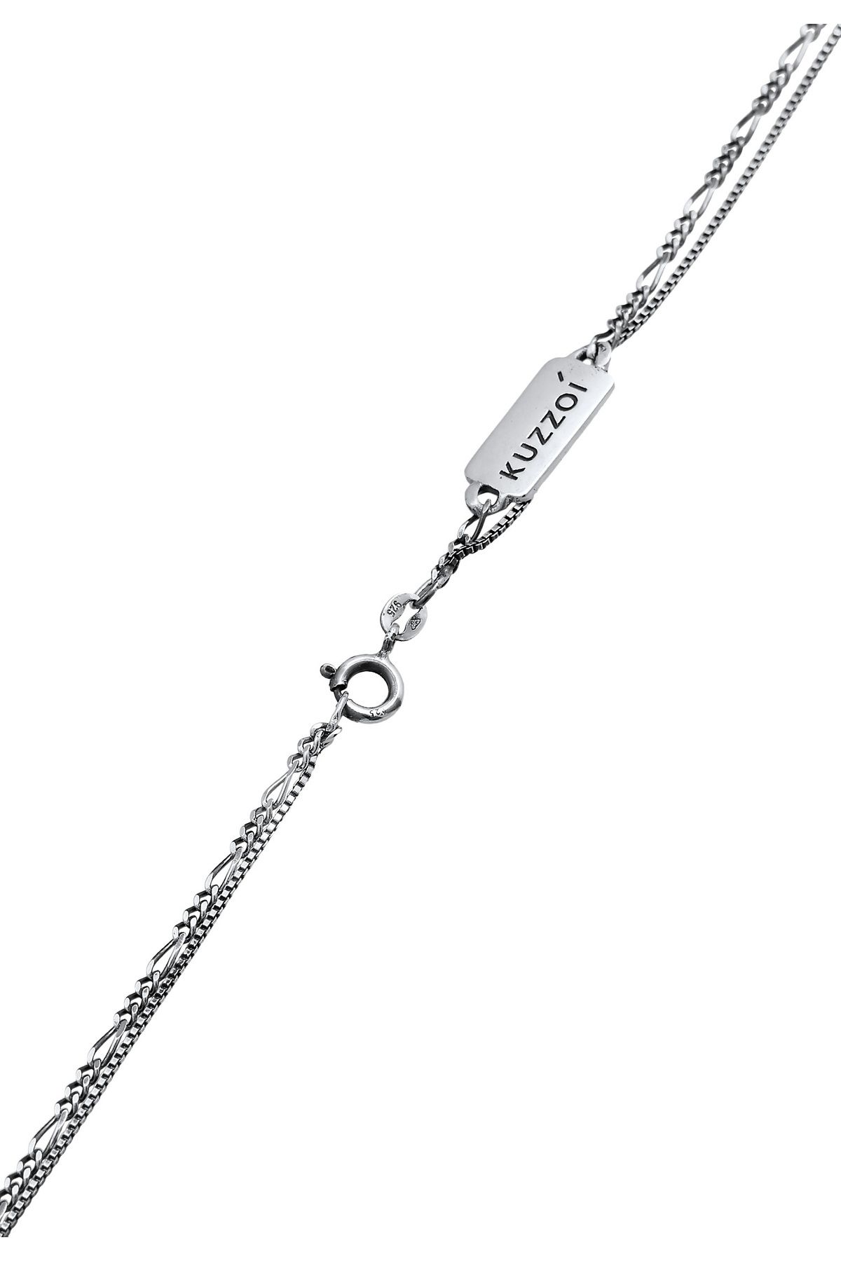 KUZZOI - Venezianer Layer Herren Figaro Halskette Trendyol 925 Plättchen Silber