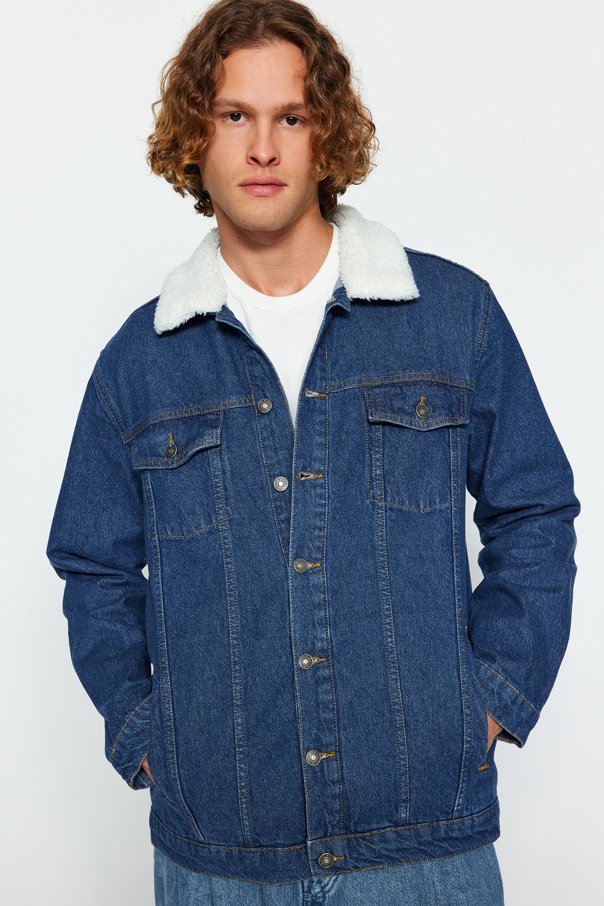 Denim jacket for 2025 men with fur