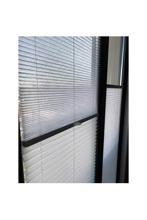 Persis Pliper Ciftli Beyaz Tullu - Eni Orta Olcu -plise Perde Yapiskanli