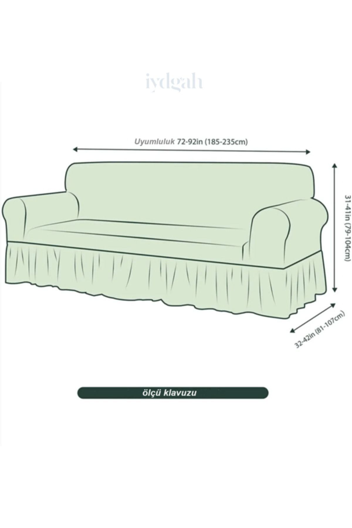 IYDGAH-Husă pentru canapea extensibilă din Lycra verde în 3 piese - husă elastică 1 bucată 5
