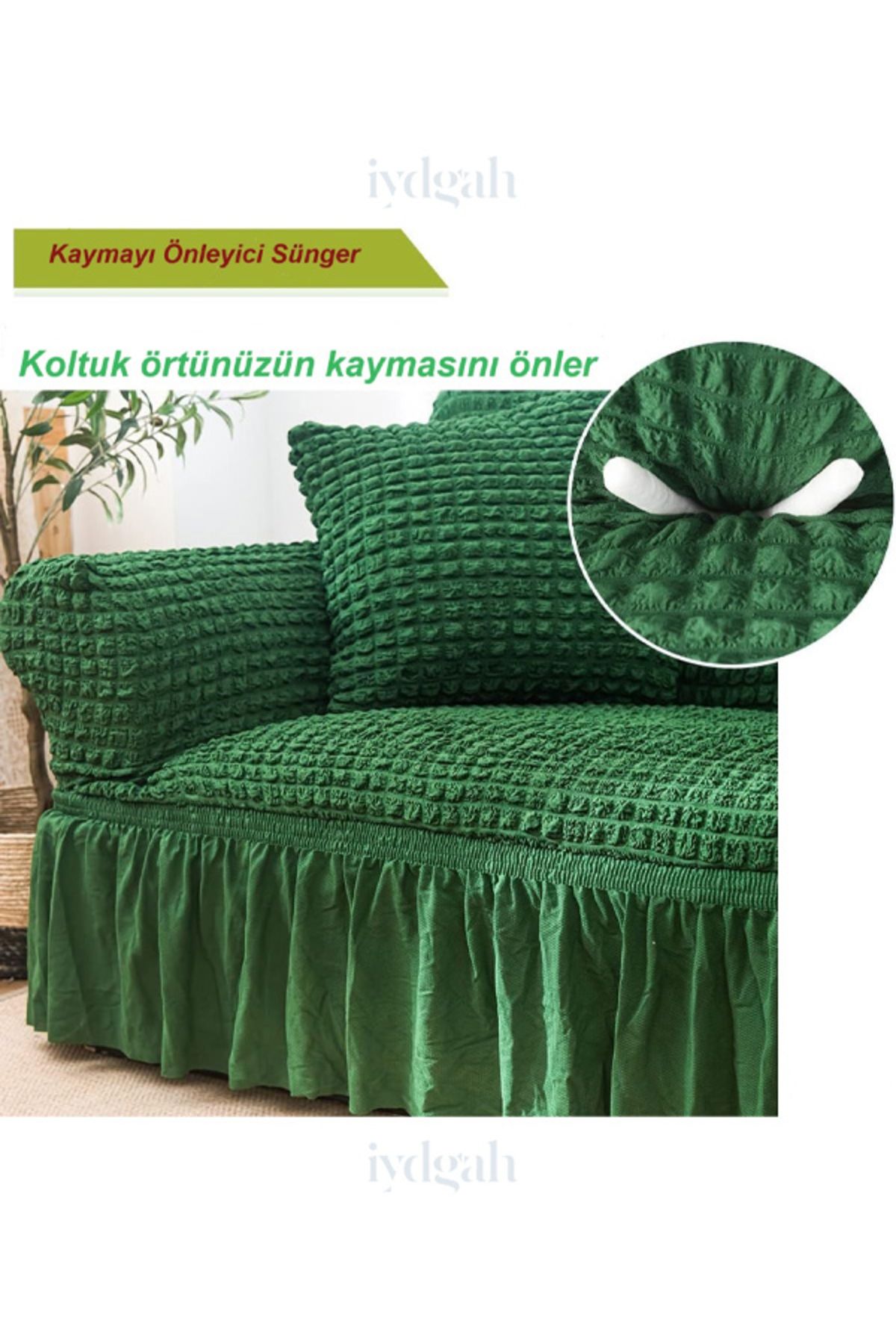 IYDGAH-Husă pentru canapea extensibilă din Lycra verde în 3 piese - husă elastică 1 bucată 4