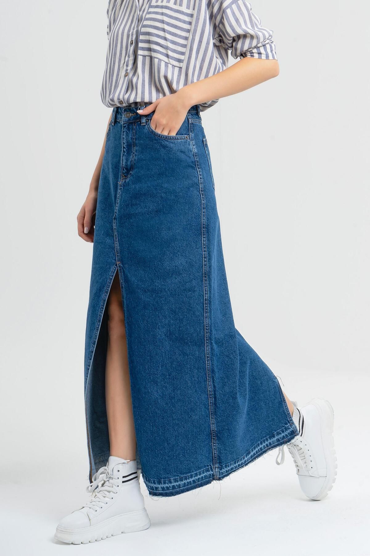 Dark denim skirt clearance