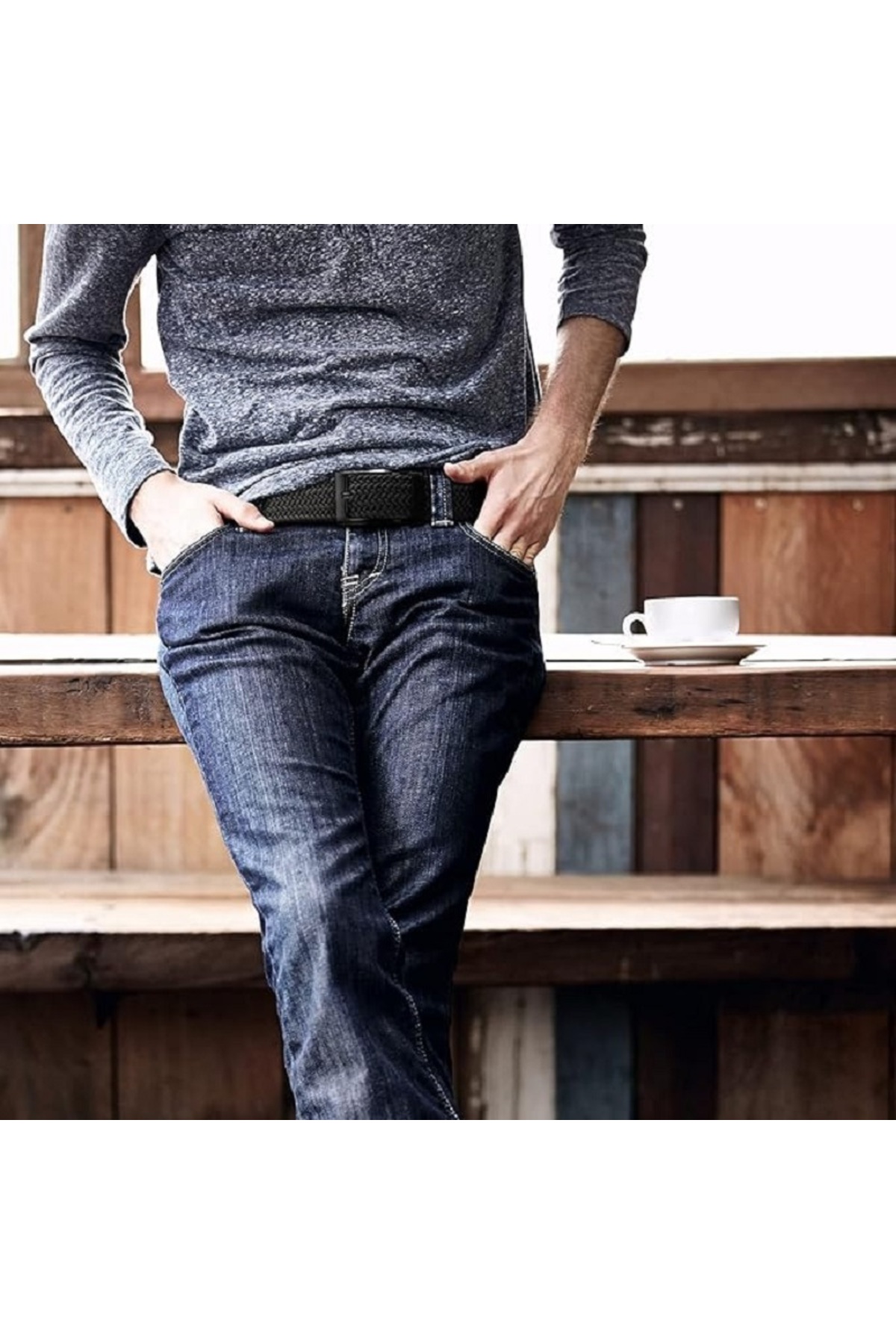 کمربند مردانه سفید Livize | 35ÖRGÜLASTİK اورجینال - تصویر 3