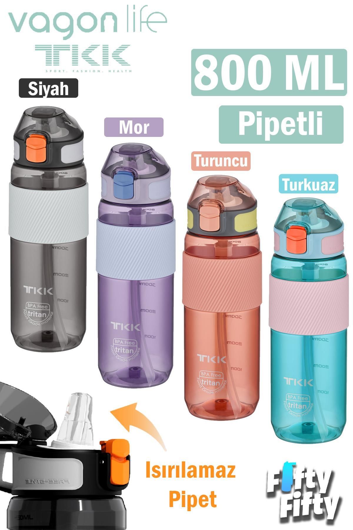 Vagonlife-TKK 800 ML Thick Non-Bite Straw Bpa-Free Tritan Water Flask with Carrying Handle FFTKK1003-800ML 5