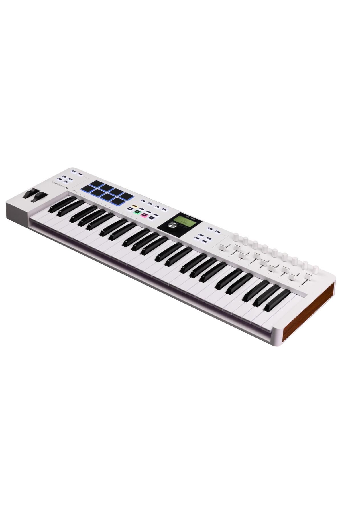 ARTURIA Keylab Essential 49 MKIII - Beyaz -Müzik Prodüksiyonu İçin MIDI kontrolcü, 49 Tuş, 8 Pad, 9 Fader