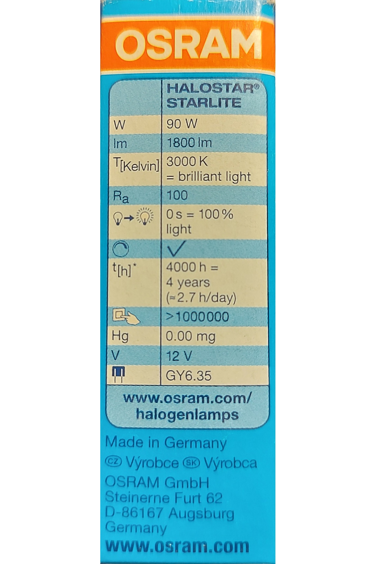 Osram 12Volt 90Watt GY6.35 3000Kelvin Sarı Işık 1800Lümen Dimmer Uyumlu