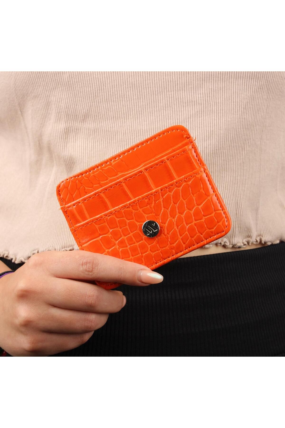 portefeuille et porte cartes en cuir pour femmes 1624 orange