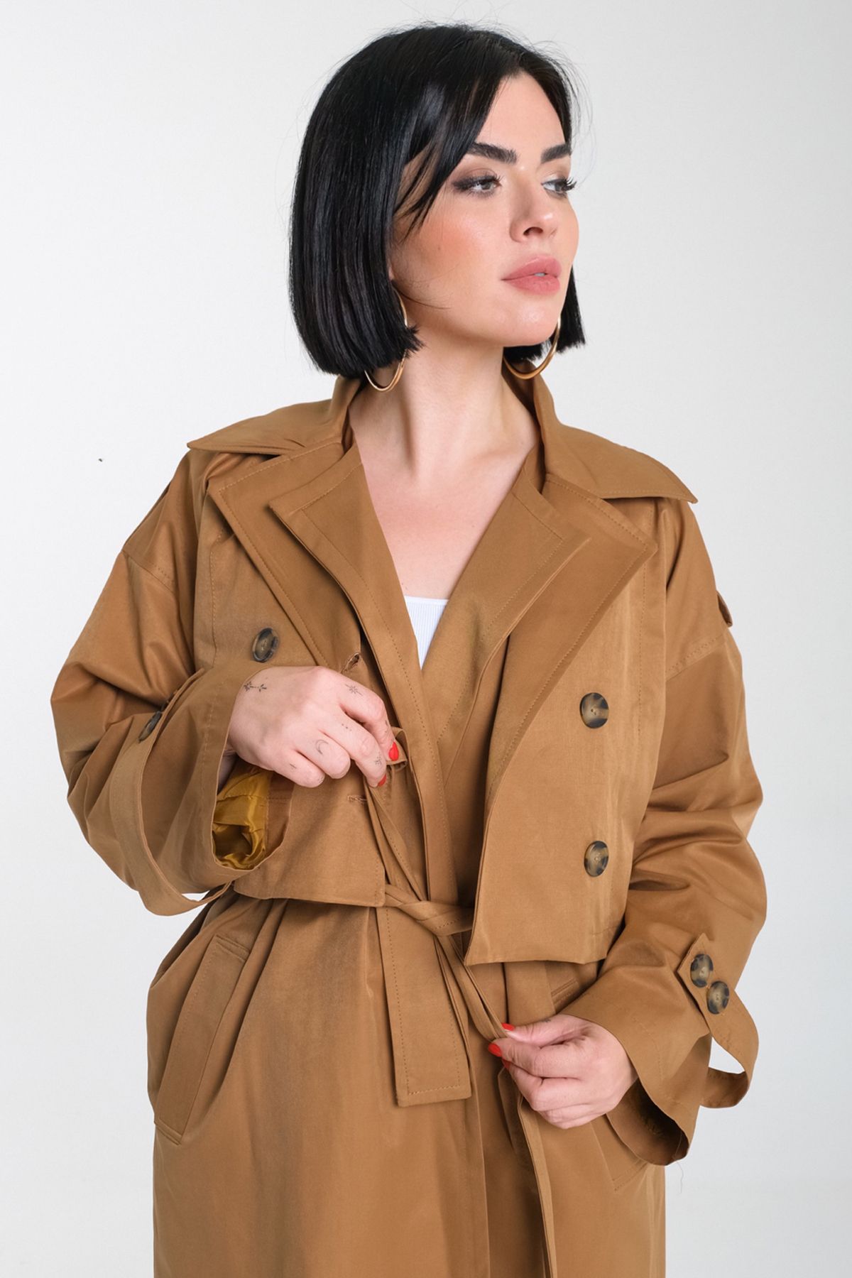 SADE-Design three different-use coffee Trench Coat 8