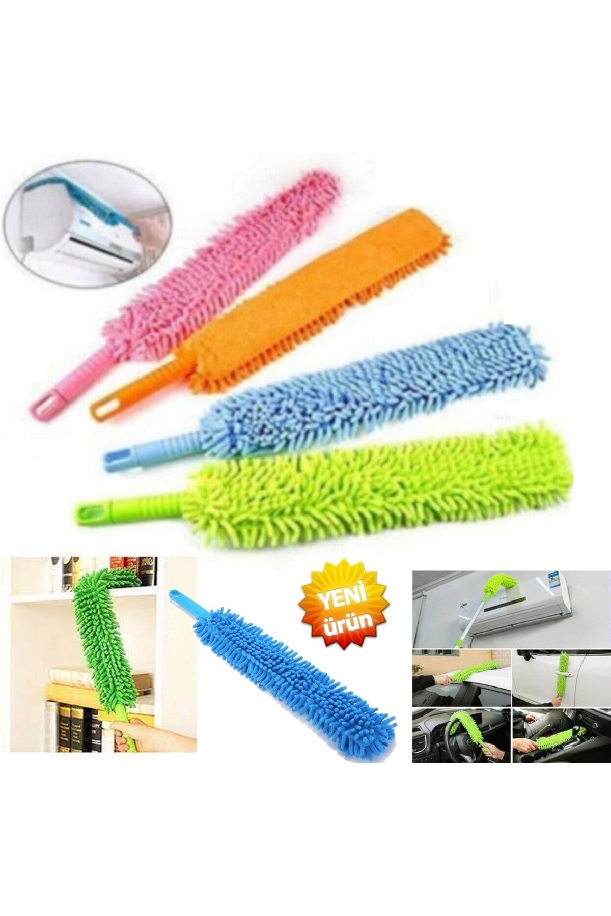 mrtbilisim Mikrofiber Bükülebilen Toz Temizleme Aparatı Manyetik Toz Alma Püskülü Pratik Temizlik Aracı