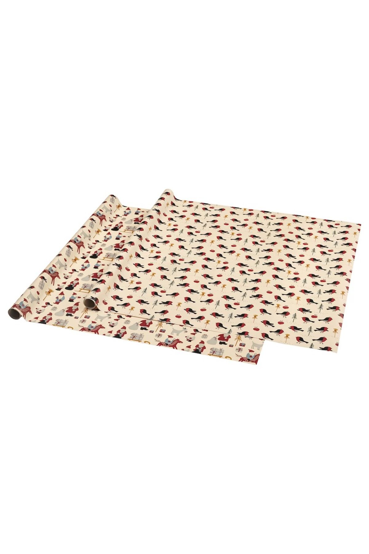 IKEA-VINTERFINT Set of 2 Santa Claus Bird Patterned Roll 6 Mt Gift Package Paper Wrapping Paper Paper 2