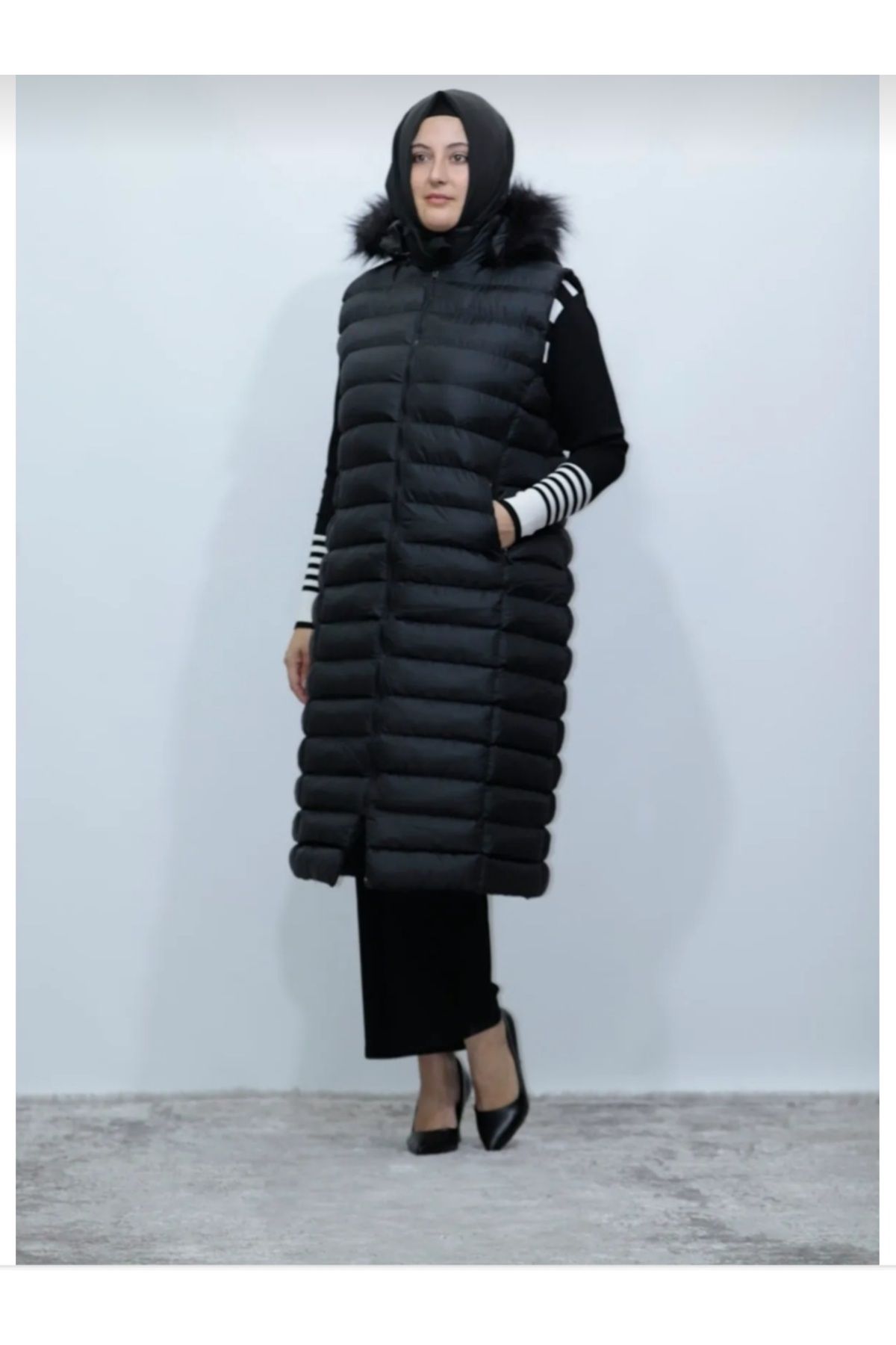 RECEP AYDIN Plus Size Hooded Jesika Puffer Vest Trendyol