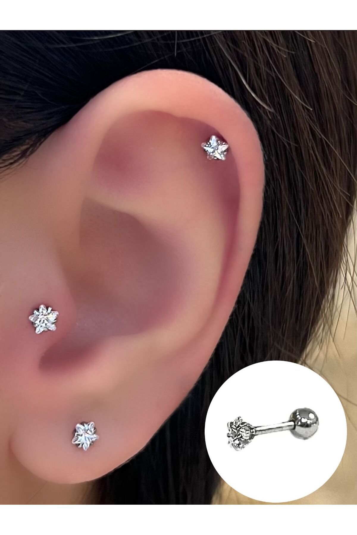 Opal & Diamond Flat Back Earring | Gold Helix, Tragus Stud – Two of Most
