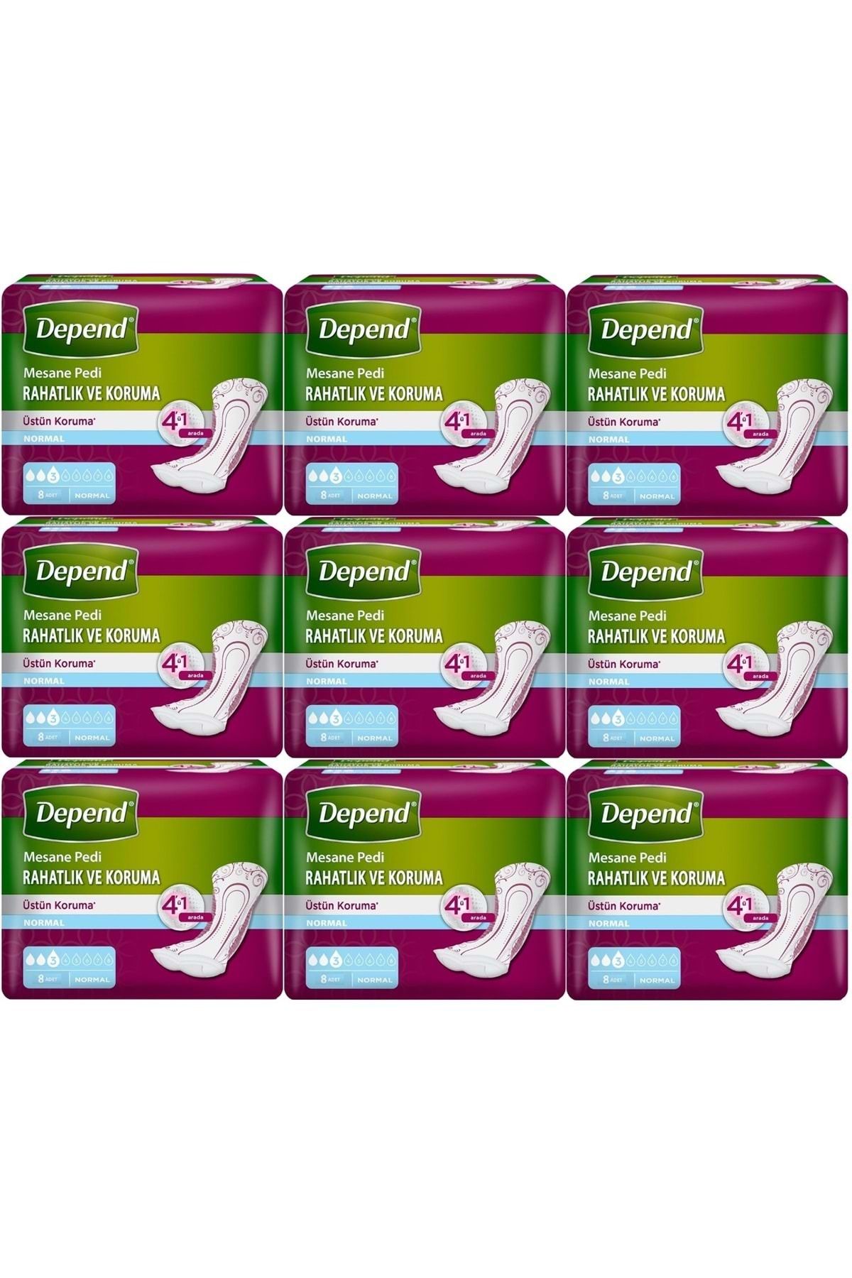 Depend Mesane Pedi Normal Rahatlık ve Koruma 72 Adet (9PK*8)