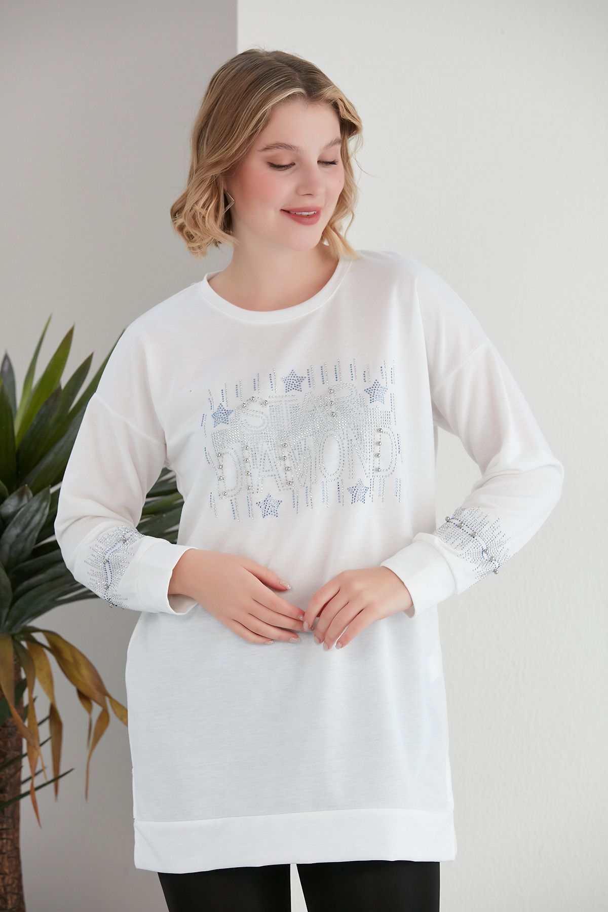 Womens white sale tunic sweatshirt