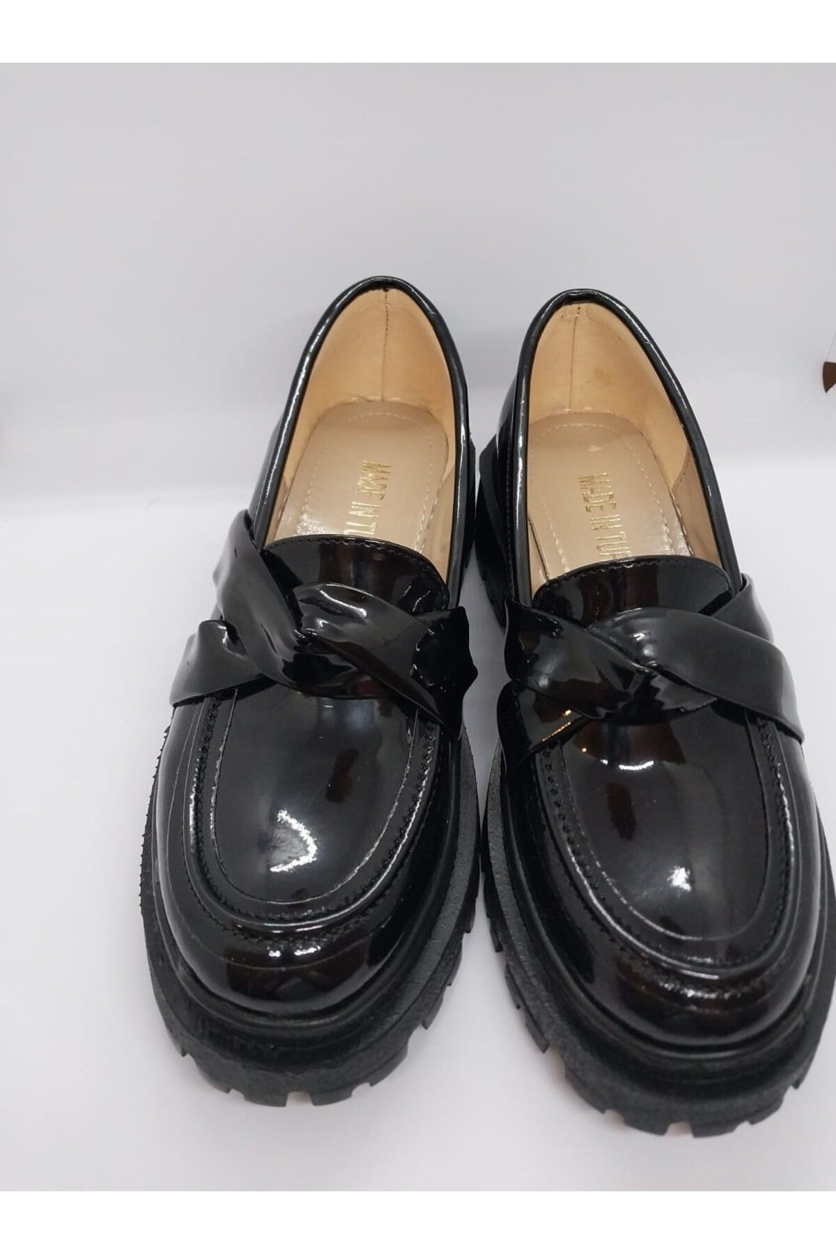 Kadın Suni Deri Loafer Ayakkabı-Siyah