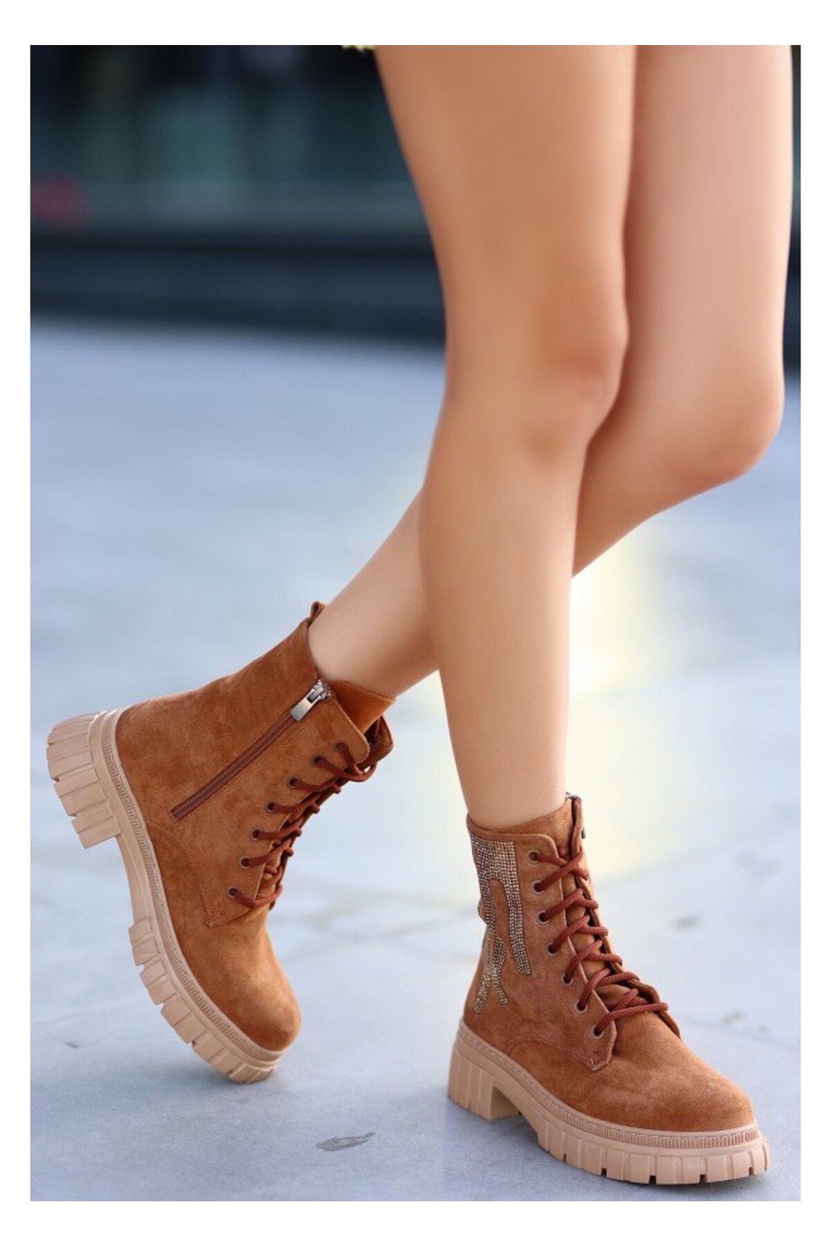 Alana Taba Süet Bağcıklı Bot