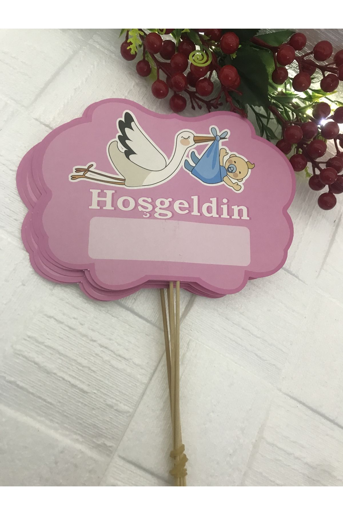 Deniz Party Store Pembe hoşgeldin bebeğim .... Temalı Konuşma Balonu 5 adet