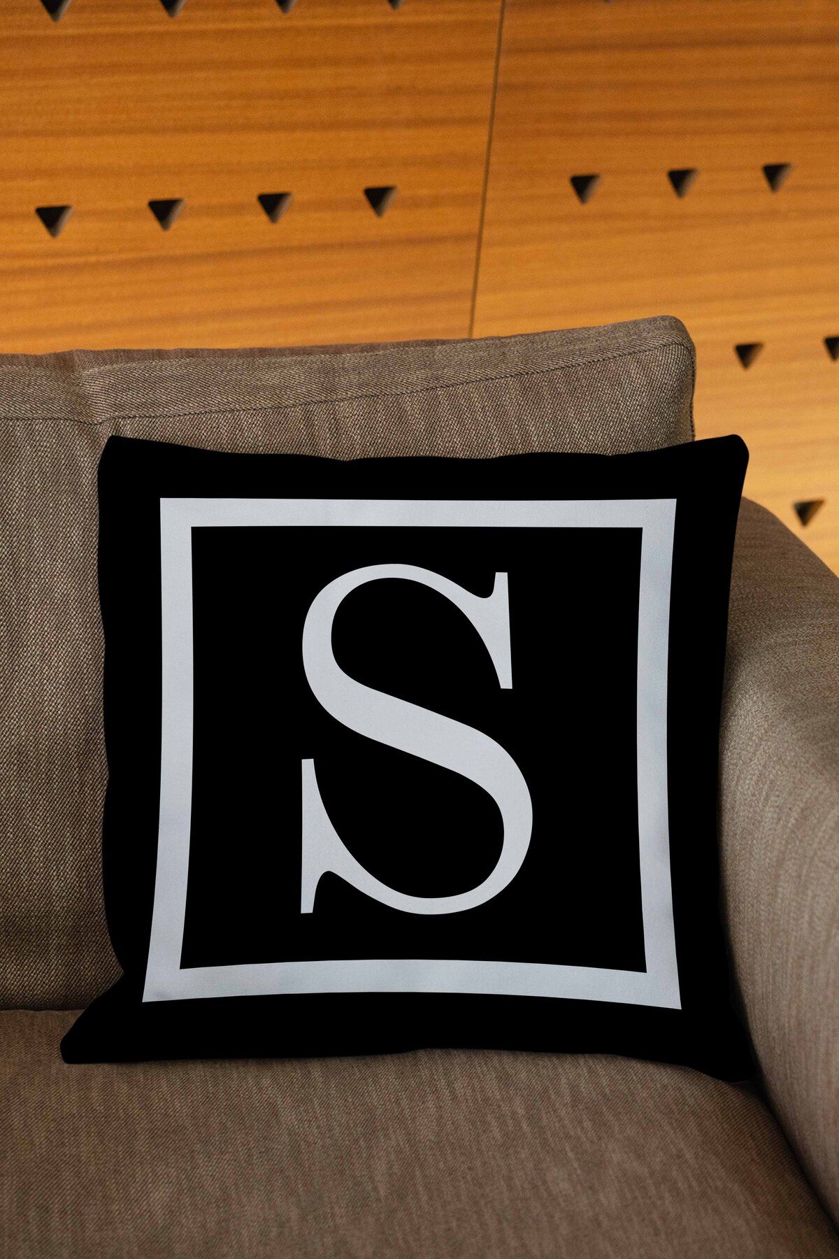 Black and on sale white monogram pillow
