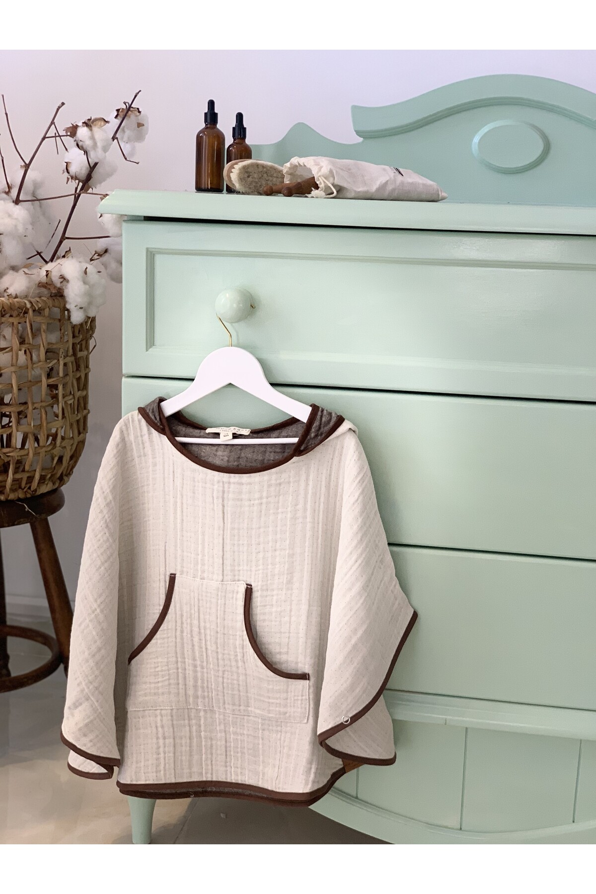 ORGANIC SPECIAL WOVEN 4-PLY MUSLIN CHILDREN 'S PONCHO - NATURAL SERIES