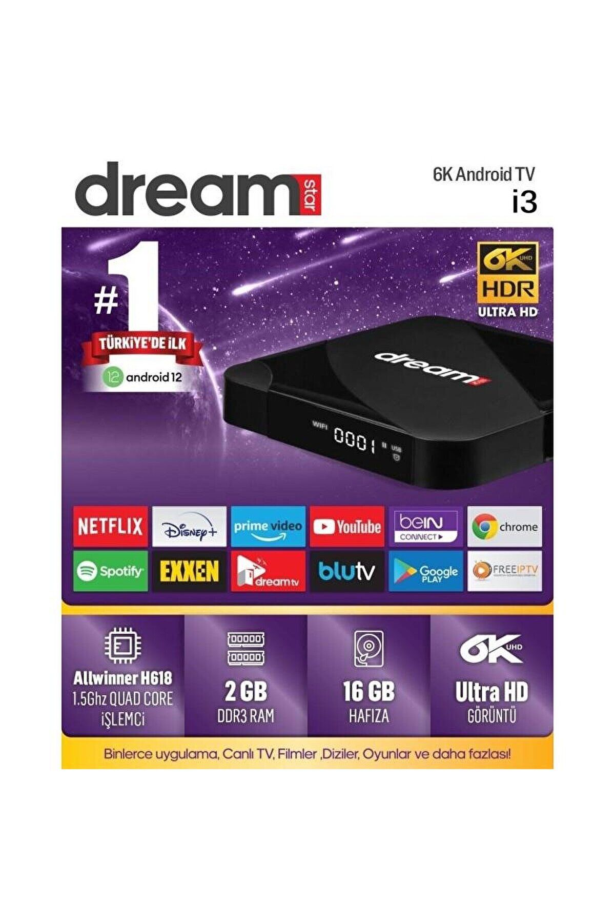 Dreamstar-i3 Android TV Box 2GB RAM 16GB Memory Android 12 TV BOX Compatible 1