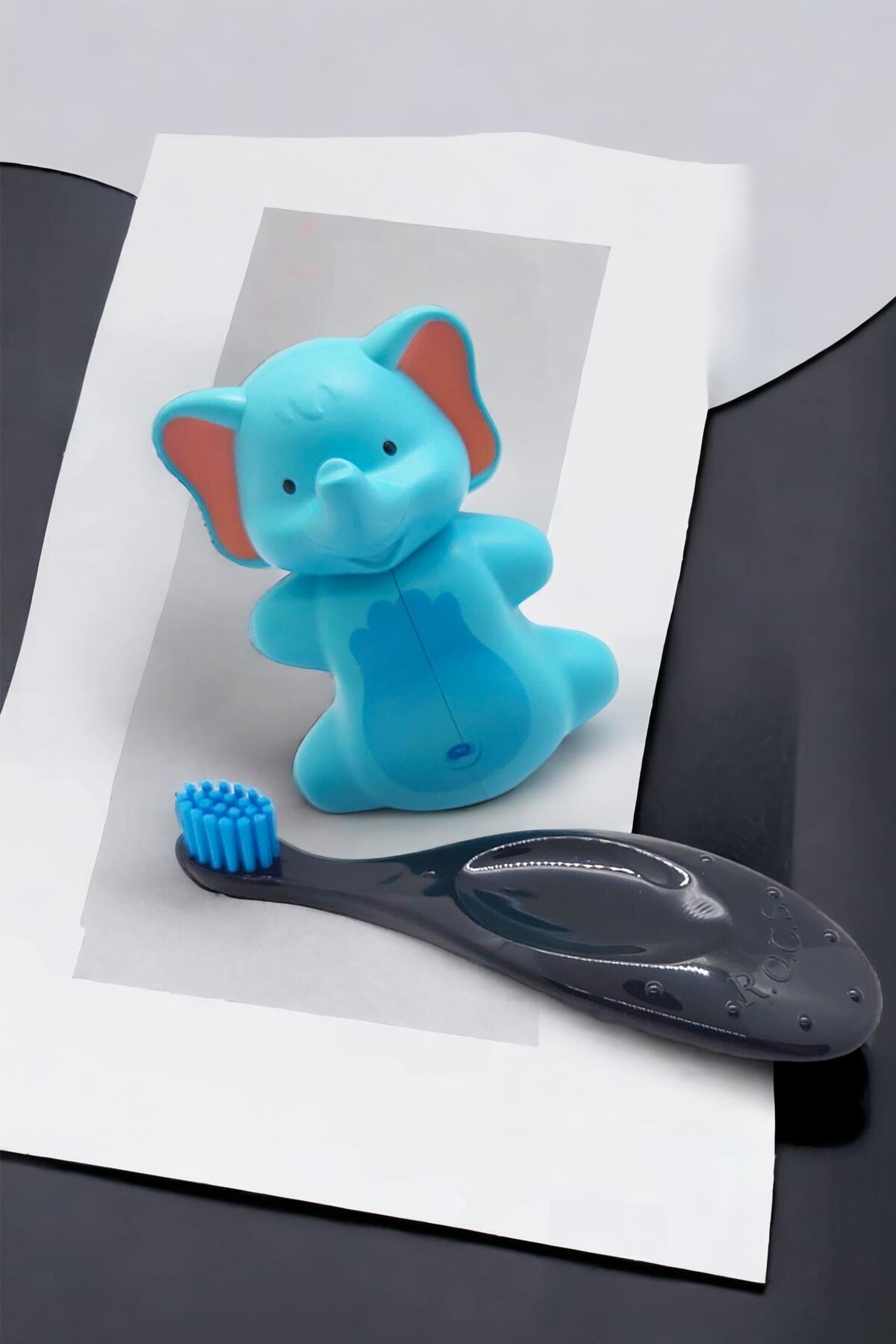 R.O.C.S. Baby Neon 0-3 Yaş Diş Fırçası Mavi Ve Flipper Hijyenik Saklama Kabı Seti -fil fotoğrafı 3 (önizleme)