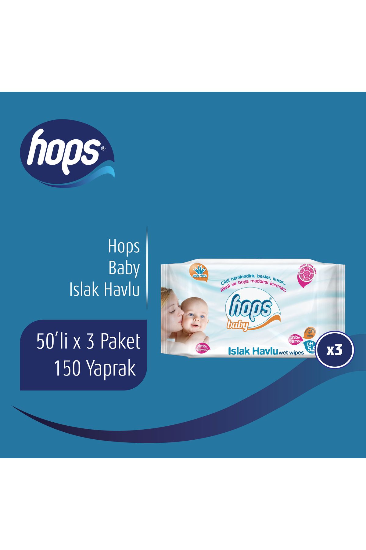 Hops Baby Islak Havlu 50 Li 50 X 3adet 150yaprak Fiyat