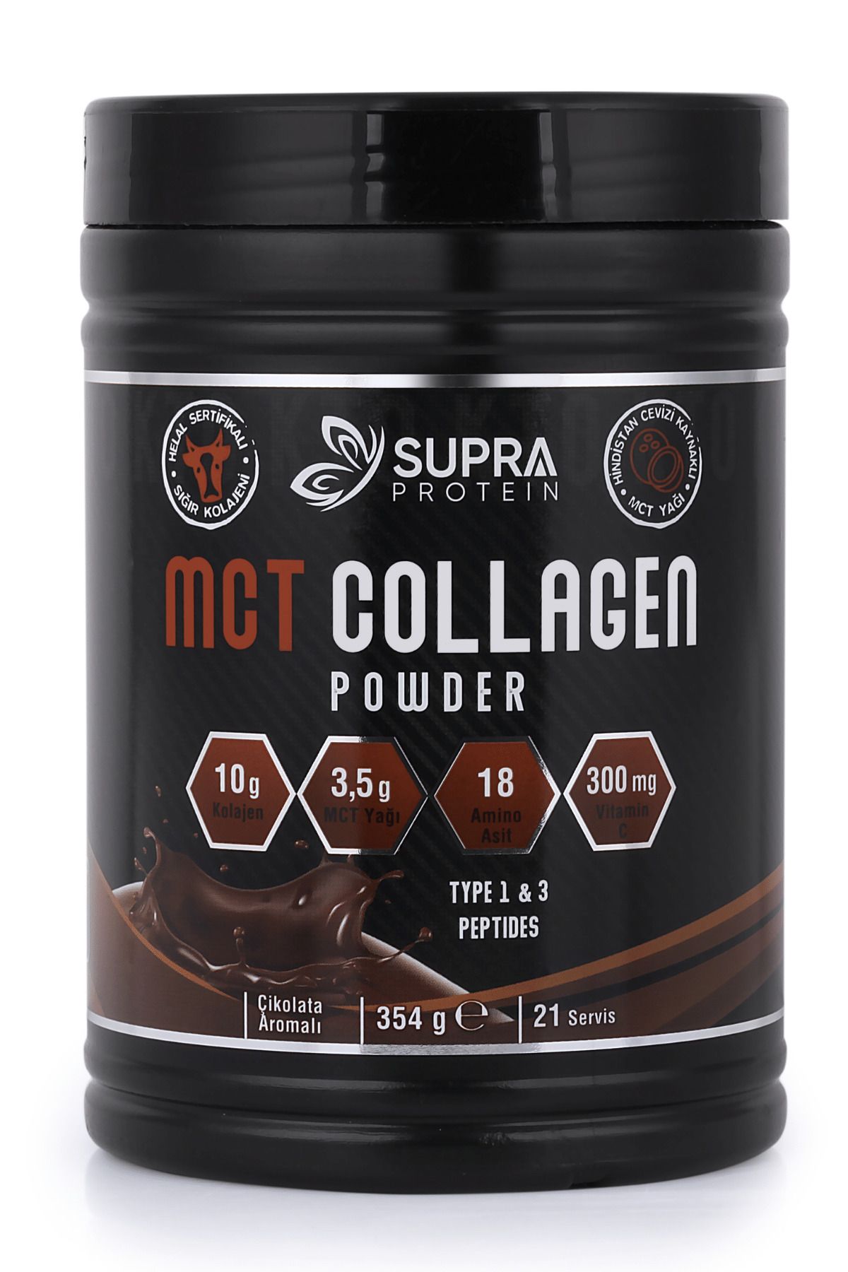 Supra Protein Mct Collagen Powder 354 G-коллаген+масло mct+витамин С+пребиотик камедь акации-шоколад MCT01