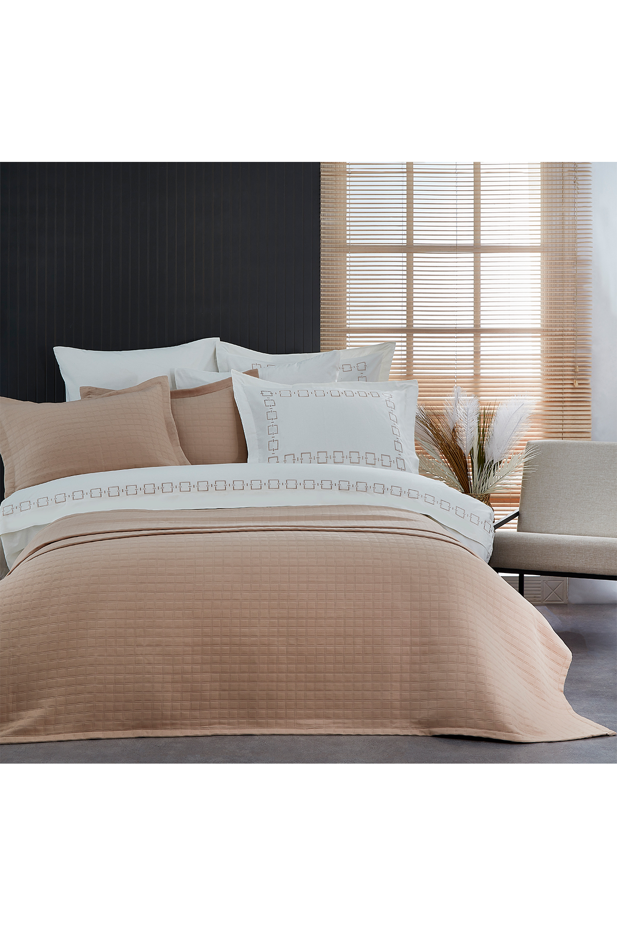 Evlen Home Collection %100 Pamuk Nakışlı Danilo Nevresim ' Li Pike Yatak Örtüsü Çeyiz Seti Otel (9 PARÇA) Krem/ Bej 6