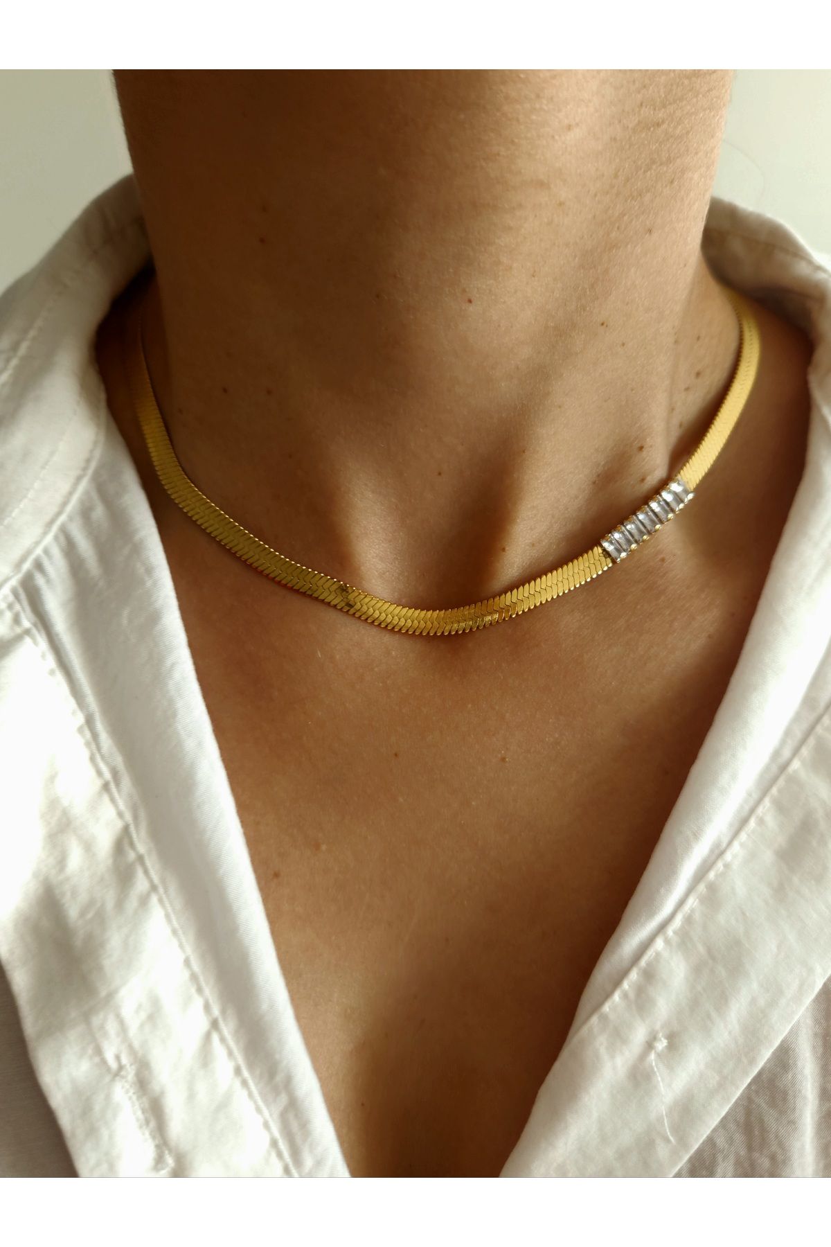 Stone chain necklace hotsell