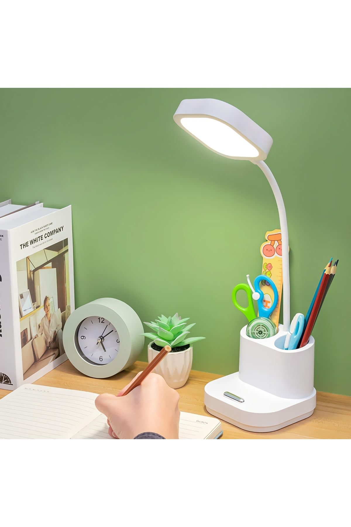 Şarjlı Dokunmatik 20 Led Flexible Masa Lambası 3 Renk Telefon Standlı Kademeli Çalışma Okuma Işığı