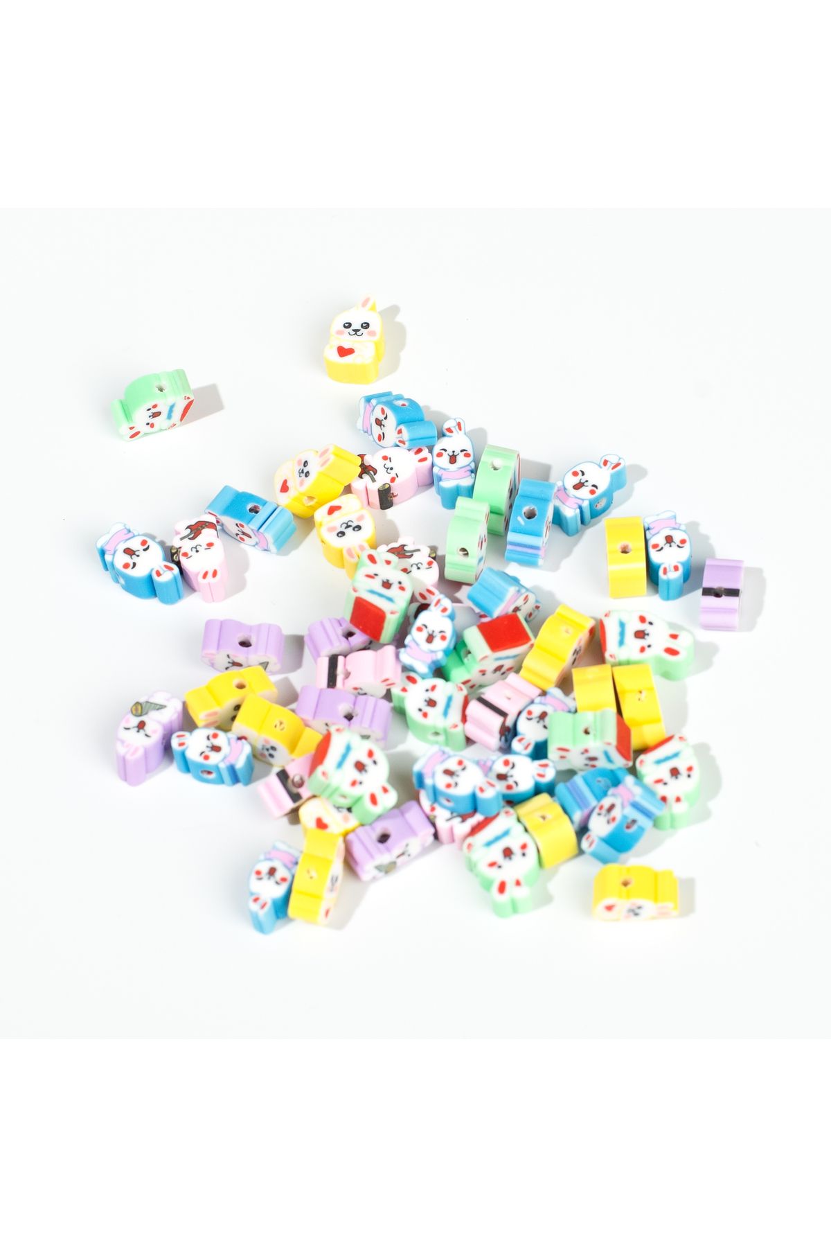 yfhobi-10 PCS - POLYMER FIMO BEADS, MIXED COLOR RABBIT PATTERN POLYMER CLAY BEADS. 1. QUALITY 3