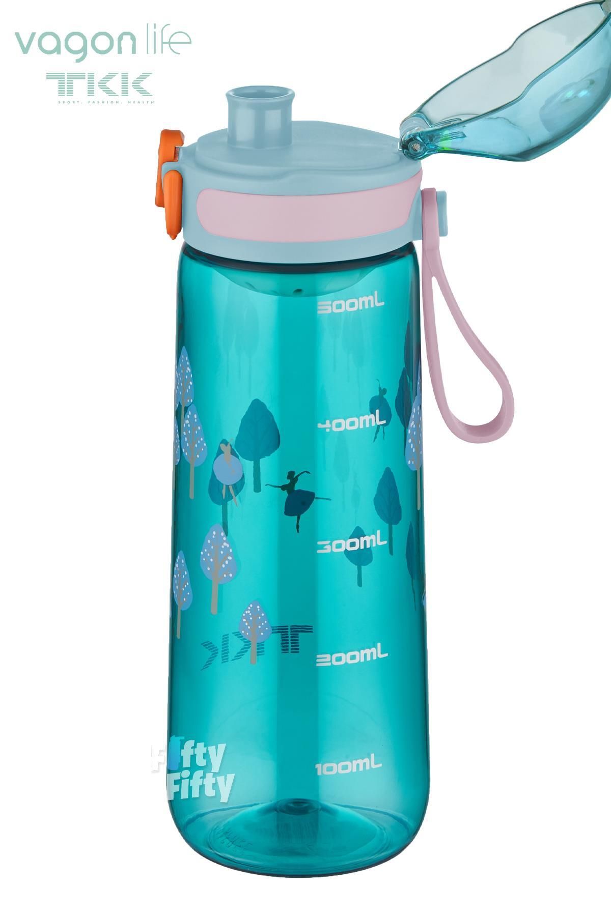 قمقمه کمپ آبی TKK 550 میل نوشیدنی راحت بدون پیپ بند حمل و نقل BPA Tritan Cat FFTKK1005 550ml Vagonlife