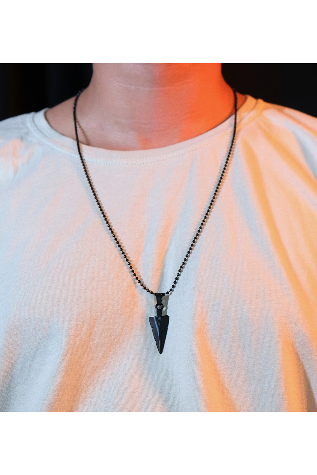 Triangle Arrowhead Model Ball Chain Black Design Necklace