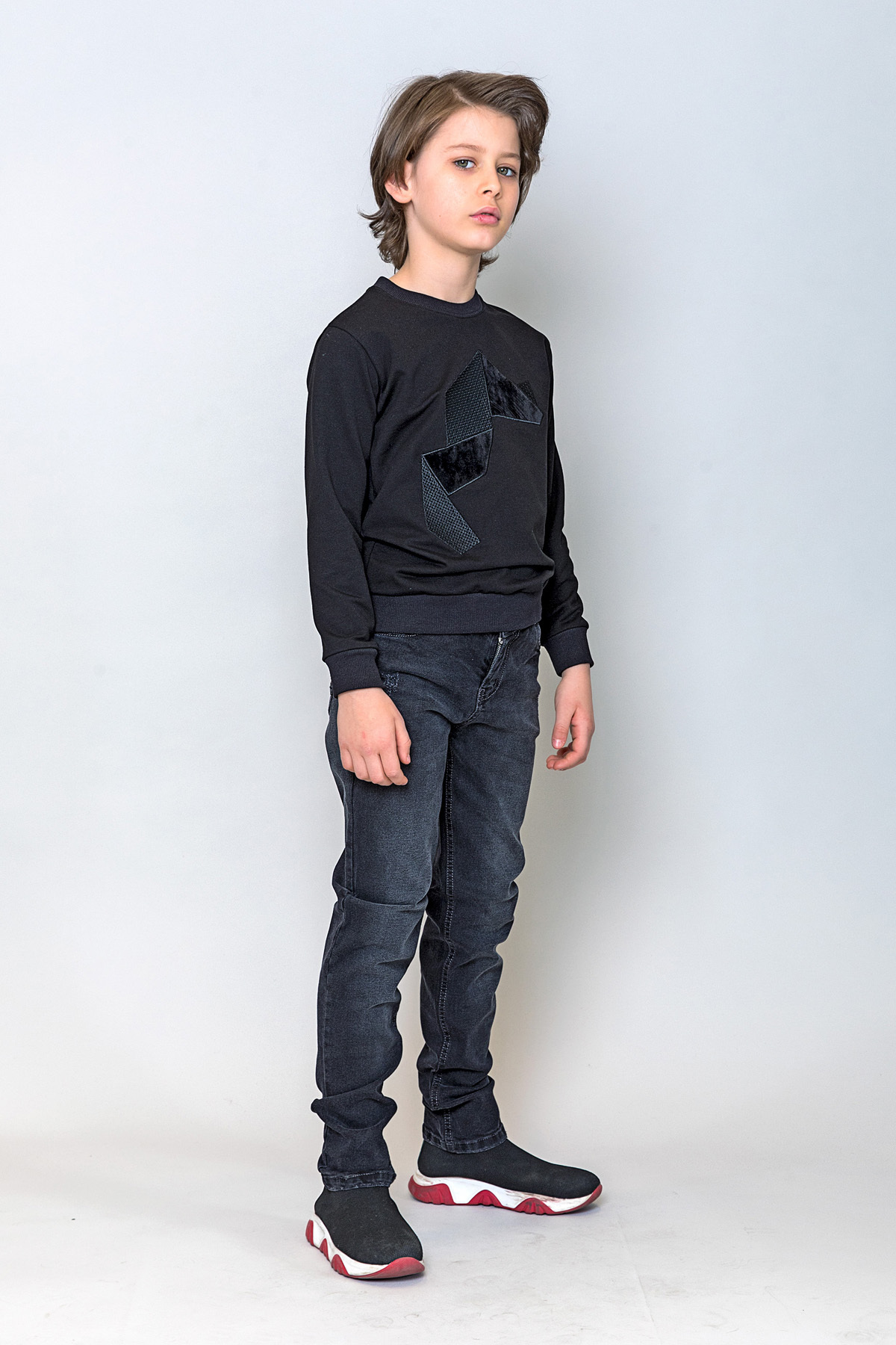 سویشرت پسرانه مشکی incity | 4250 اورجینال - تصویر 3