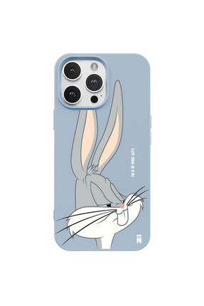 Casen iPhone 14 Pro Max Silikon Bugs Bunny Tavşan Çizgi Film Tasarımlı Mavi R...