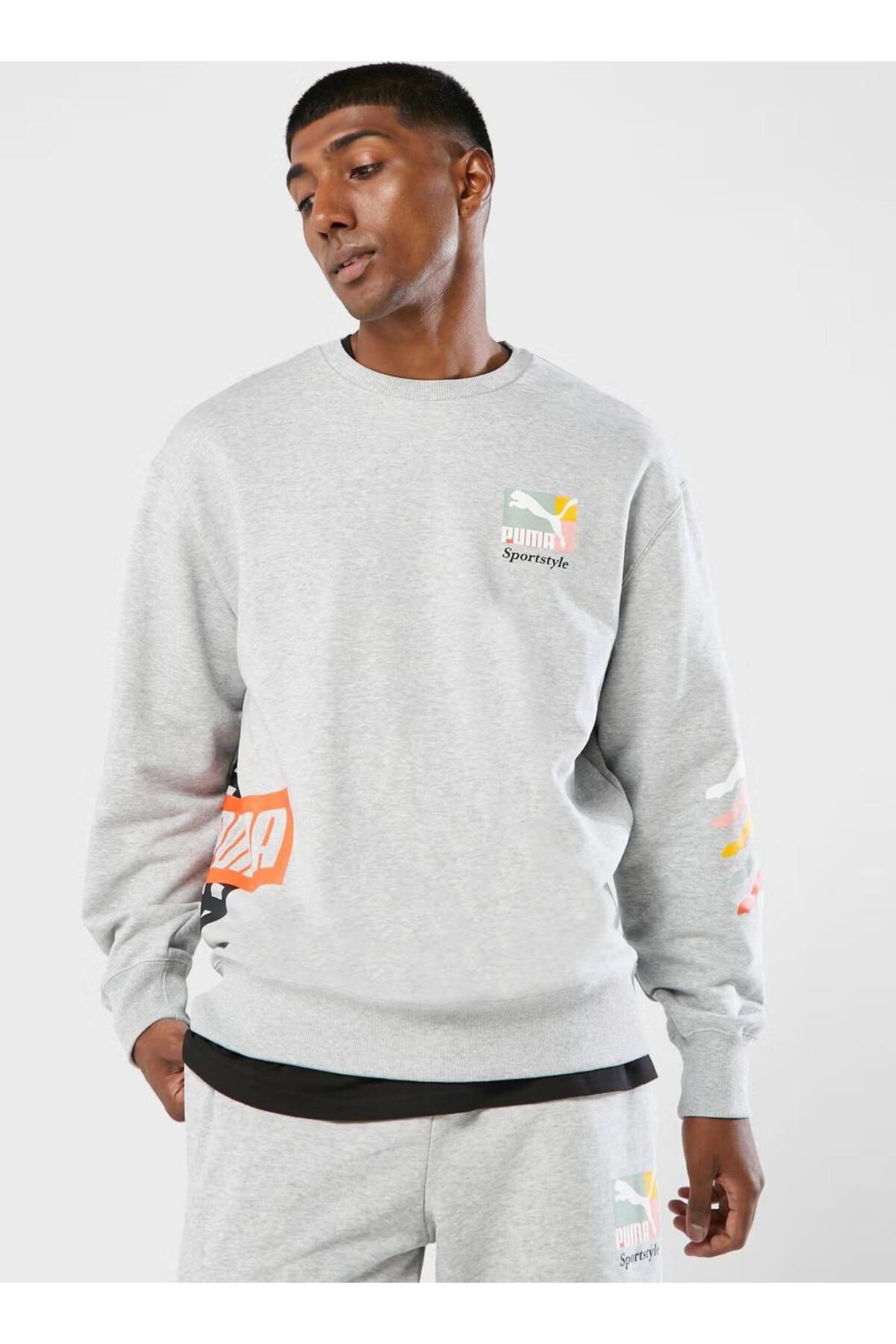 Puma Sweatshirt Gray Straight Trendyol