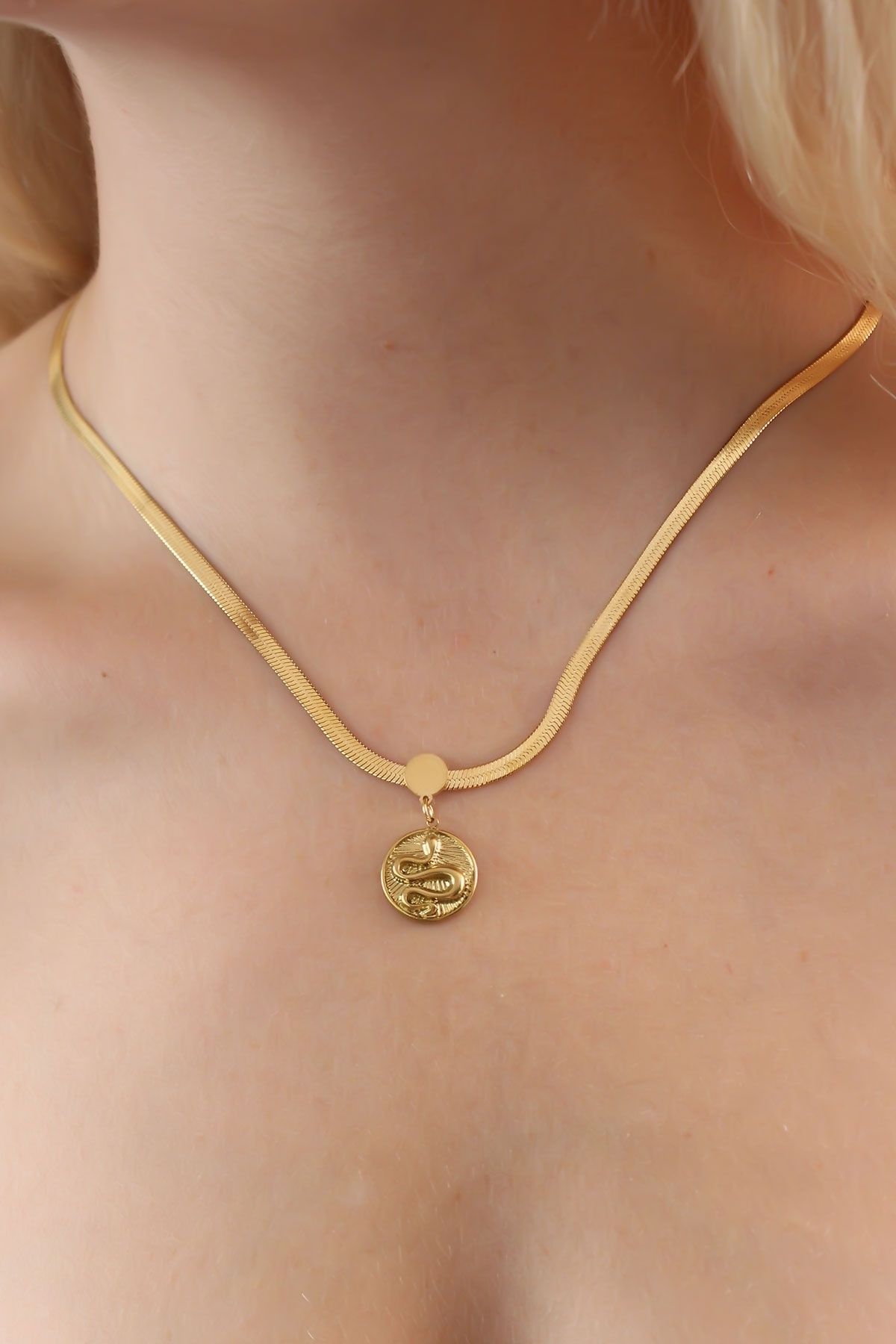 Gold coin store necklace womens