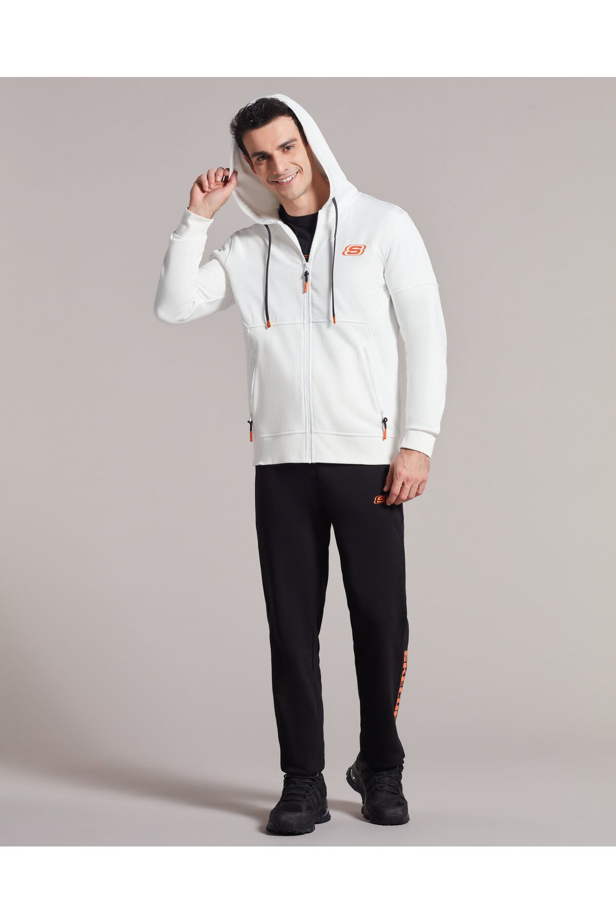 Skechers hoodie mens white deals