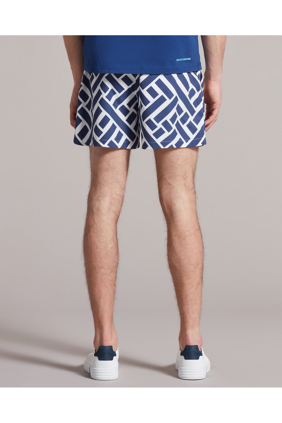 Blue and white striped skechers clearance