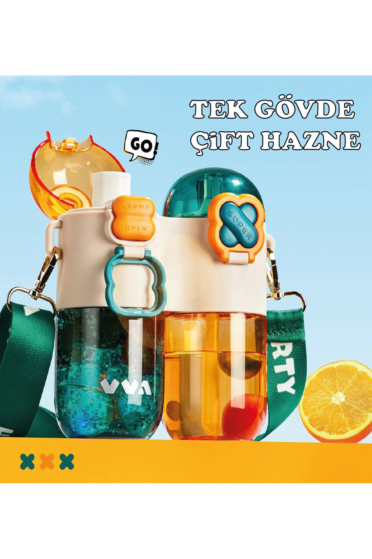 Vagonlife-TKK Single Body Double Chambered Flask with Strap and 800ml Capacity with or without Straw 6